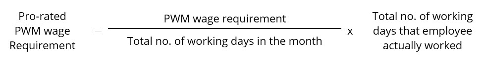 Formula for pro-rated PWM wage requirements